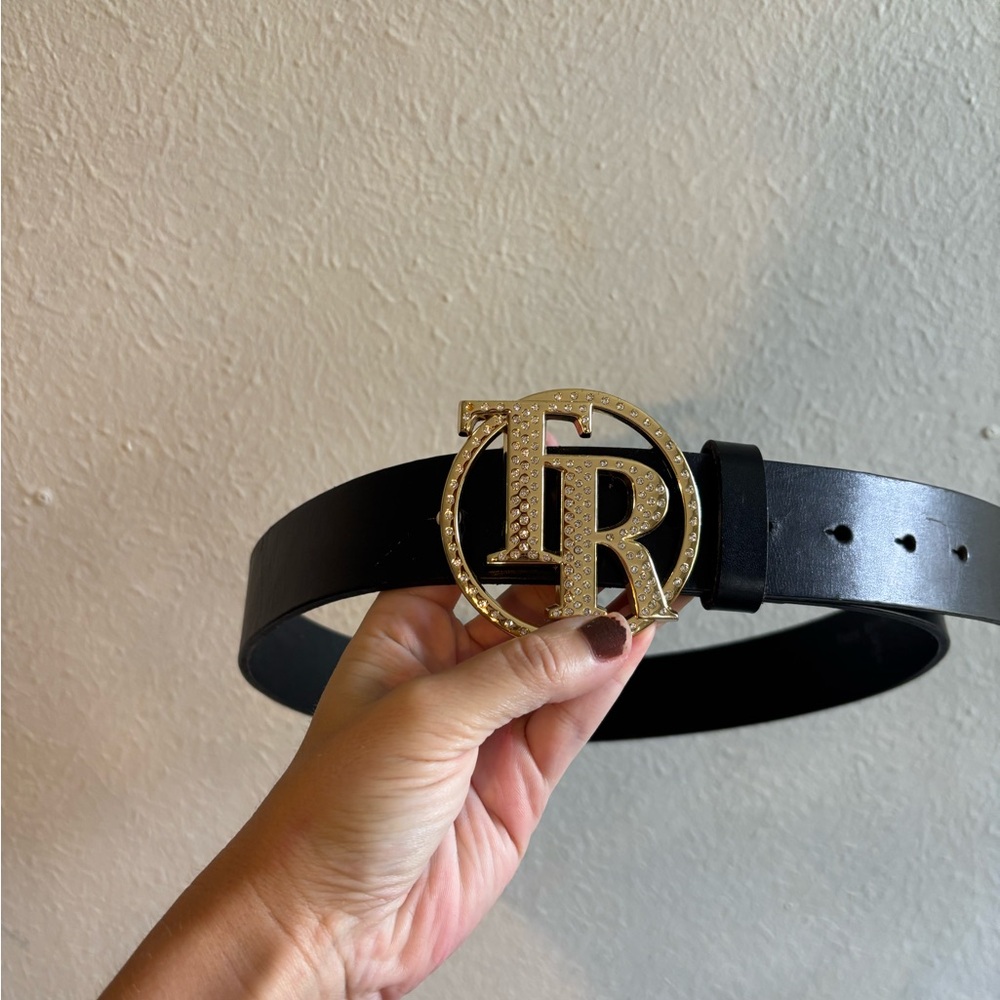 True‎ Religion Black Belt with Gold Logo Buckle size 28